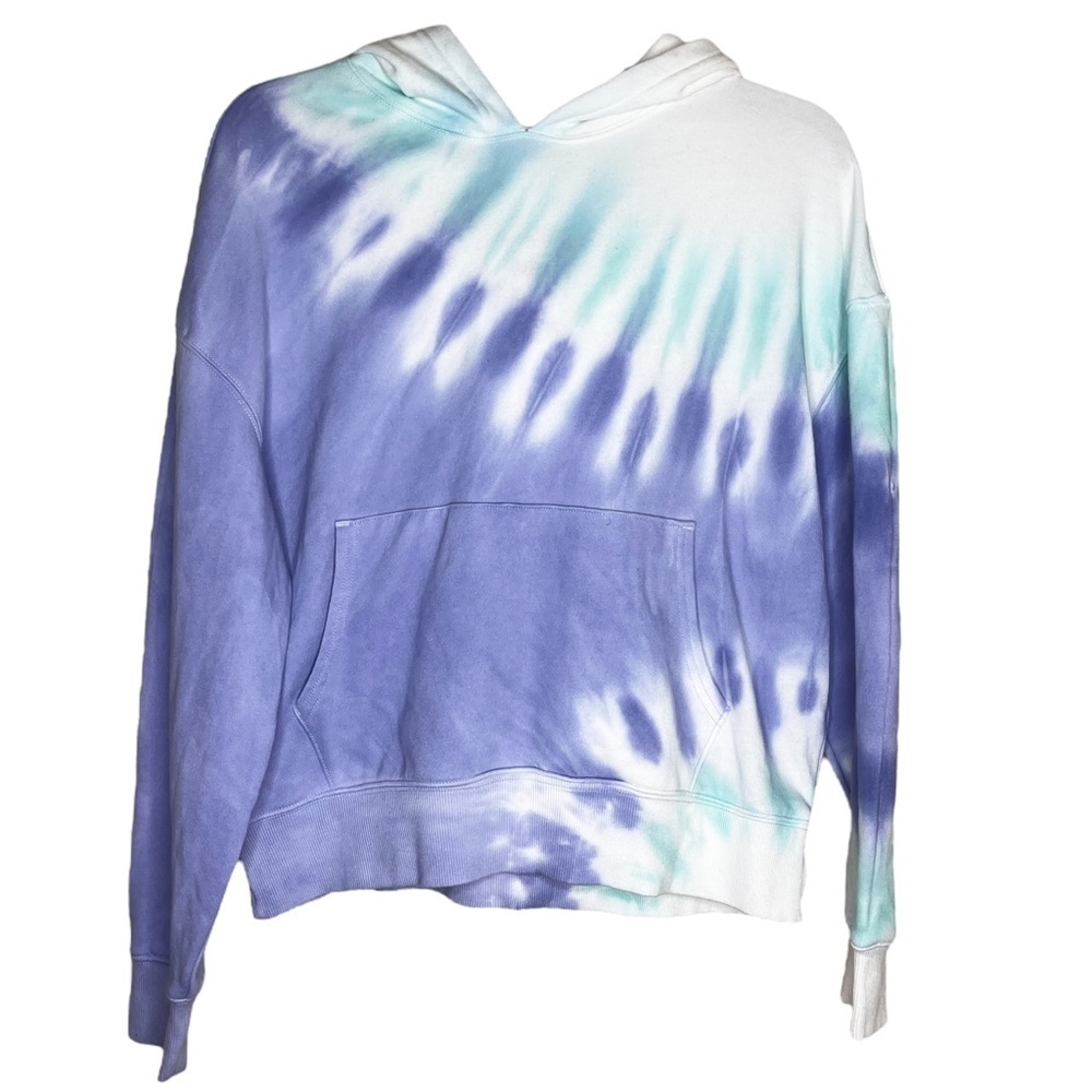 NWT Wildfox Purple Blue Tie Dye Cropped Trendy Casual Hoodie Women's Small